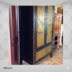 Armario Chino Antiguo Pintado Negro y Oro (165cm) - (NB0010) - Columbus Gold