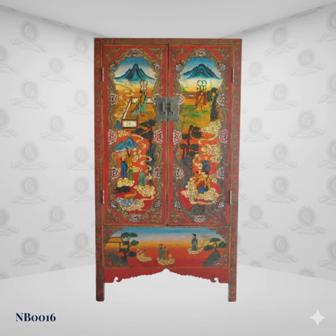 Tibetan Pagoda Hand Painted Cabinet (191cm) - (NB0016)
