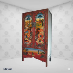 Tibetan Pagoda Hand Painted Cabinet (191cm) - (NB0016) - Columbus Gold