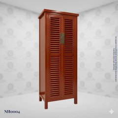 Image of Chinese Louver Door Cabinet Black (170cm) - (NH0004)