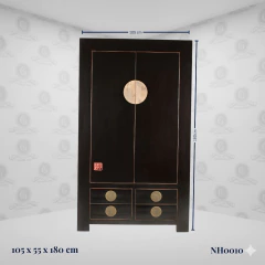 Armário Alto Chinês Laca Preto e Dourado (180cm) - (NH0010) - loja online