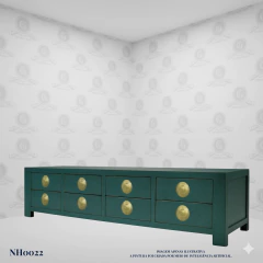 Image of Chinese Low Rack Minimalist Black 8 Drawers (180cm) - (NH0022)