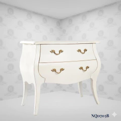 Louis XV Bombe Chest White 2 Drawers (90cm) - (NQ0703B)