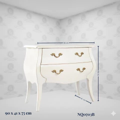 Louis XV Bombe Chest White 2 Drawers (90cm) - (NQ0703B) on internet