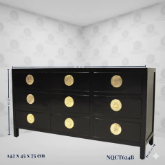 Oriental Dresser 9 Drawers Black and Gold (142cm) - (NQCT624) - online store