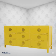 Image of Oriental Dresser 9 Drawers Black and Gold (142cm) - (NQCT624)