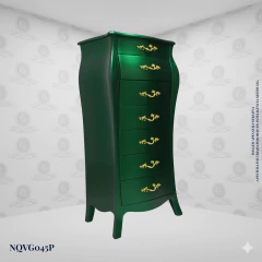 Louis XV Vertical Black Dresser 7 Drawers - Gold Handles (NQVG045P) on internet