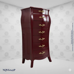 Louis XV Vertical Black Dresser 7 Drawers - Gold Handles (NQVG045P) - buy online