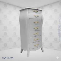 Image of Louis XV Vertical Black Dresser 7 Drawers - Gold Handles (NQVG045P)