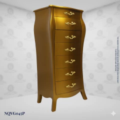 Louis XV Vertical Black Dresser 7 Drawers - Gold Handles (NQVG045P) - online store