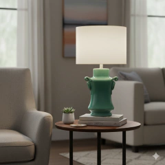 Jade Green Ceramic Lamp Base Crackle (28cm) - (CJ0010A)