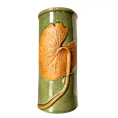 Cylindrical Porcelain Monstera Leaf Vase (30 cm) - UNIQUE Collection (UTW75) - Columbus Gold