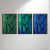 Trio Penas Azul e Verde - O2 Arts Quadros Personalizados