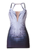 Vestido corto con diseño de plumas 