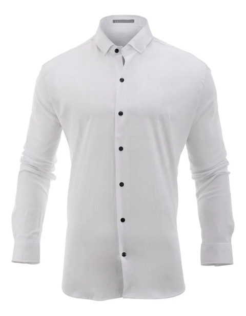 Camisa Lisa Boton Negro