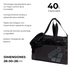 Bolso Arena All Set Duffle 40L Negro - Pasión al Deporte - Artículos Deportivos