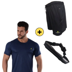 Combo depo! remera dry fit+short bolsillos+riñonera expandible!
