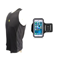 Combo run! musculosa deportiva+brazalete p/celular