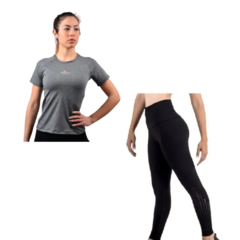 Conjunto Mujer! Remera Deportiva + Calza Tiro Alto Bolsillo - comprar online
