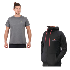 Campera Deportiva Urbana Hombre + Remera Deportiva gris