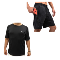 Combo Urblux! Bermuda Bolsillos + Remera Deportiva Rmdff Ng