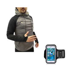 Buzo Lycra Deportivo Hombre Gris + Brazalete Running!
