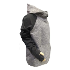 Buzo Deportivo Niño Capucha Gris + Pantalón Chupín Negro - PASION AL DEPORTE
