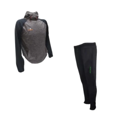 Buzo Deportivo Nio Capucha Gris + Pantaln Chupn Negro