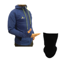 Campera Deportiva Lycra Hombre Azul + Cuello Térmico Negro