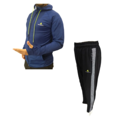 Combo Azul! Campera Deportiva Azul +Pantalón Chupín Negro