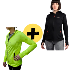 Combo Calyud X 2! Campera mujer deportiva lycra Amarilla y Negra