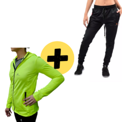 Campera lycra Calyud Amarilla + Pantalon Lycra Plyccd Negro
