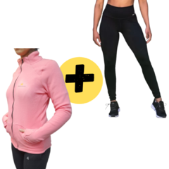 Campera Polar Rosa Dama Capolard + Calza Gym Urban Luxury Camur