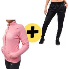 Campera Polar Rosa Dama Capolard + Pantalon Chupín Lycra C/puño Plyccd