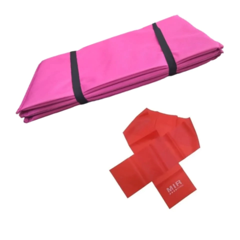 COMBO FIT! Colchoneta Plegable Slim ROSA + Tiraband Abierta Media