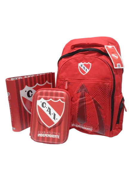 Combo Escolar Independiente Mochila 18 pulgadas + Carpeta + Cartuchera 1 Piso EV