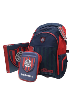 Combo Escolar San Lorenzo - Mochila 18 pulgadas + Carpeta + Cartuchera 1 Piso Eva