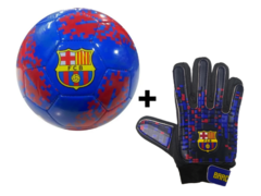 COMBO FUTBOL BARCELONA PELOTA NRO.3 + GUANTES