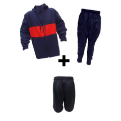 Conjunto Frizado Niño Az/Rj! Campera + Pantalón + Short de Futbol