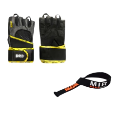 COMBO!! GUANTE GIMNASIO FITNESS DRB GRECO Y STRAPS MIR NEGRO - 2289GGRECO