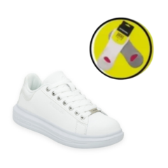 Zapatilla Urbanas Paris Head Mujer Blanco Reptil + Medias Gratis - Paris