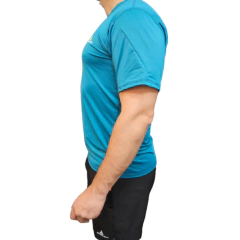 Remera Deportiva Hombre Rehodry Turquesa + Short Con Calza Shlybccmicro