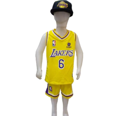 Conjunto Camiseta y Short de Basquet LAKERS AMARILLO talle Nio!! - MESNBNON