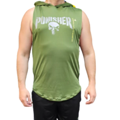 Musculosa Verde Deportiva Hombre Punisher + Pantaln Microfibra Negro Pmicrolux - PASION AL DEPORTE
