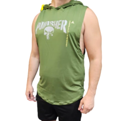 Musculosa Verde Deportiva Hombre Punisher + Pantaln Microfibra Negro Pmicrolux - comprar online