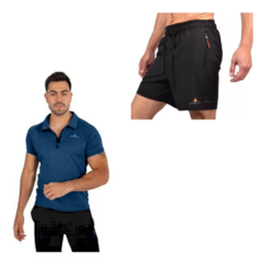 Chomba Deportiva Hombre Urban Luxury Azul + Short Microfibra Shmicro
