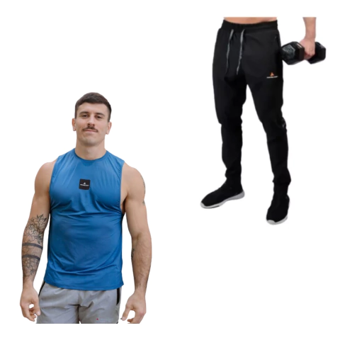 Musculosa Deportiva Azul Muscuproye + Pantaln Microfibra Pmicrolux