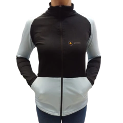 Campera Lycra Deportiva Mujer Calyud2 Celeste + Pantalón Lycra Plyccd Gris - tienda online