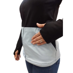 Campera Lycra Deportiva Mujer Calyud2 Celeste + Pantalón Lycra Plyccd Gris