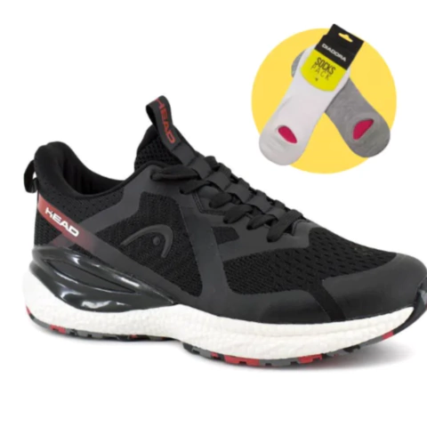 Zapatillas Nios Head - SERBIA Negro/Rojo + MEDIAS